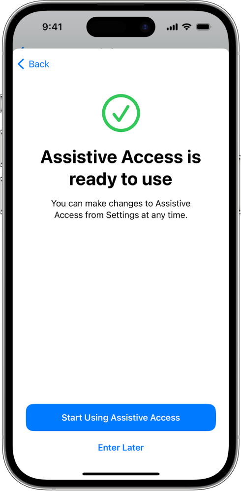 iPhone mockup of Assistive Access from Apple's website
